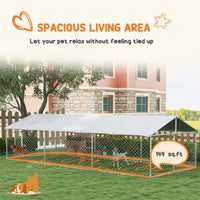 HKM-4580669 Large Outdoor Dog Kennel with Waterproof UV Resistant Roof, 19.7' x 7.5' x 4.9'