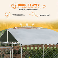 HKM-4580669 Large Outdoor Dog Kennel with Waterproof UV Resistant Roof, 19.7' x 7.5' x 4.9'