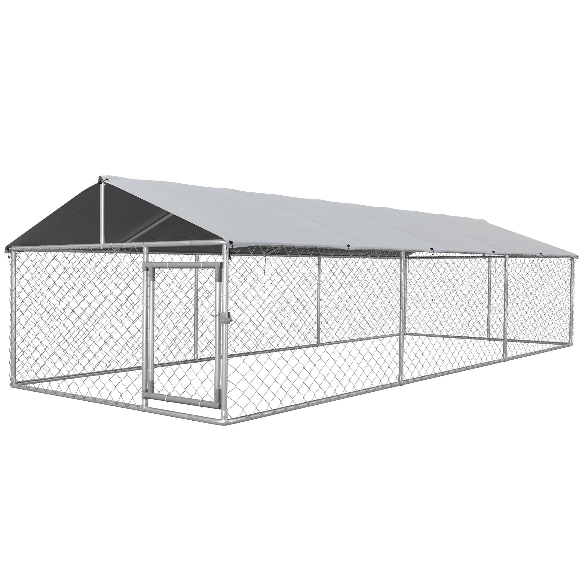 HKM-4580669 Large Outdoor Dog Kennel with Waterproof UV Resistant Roof, 19.7' x 7.5' x 4.9'