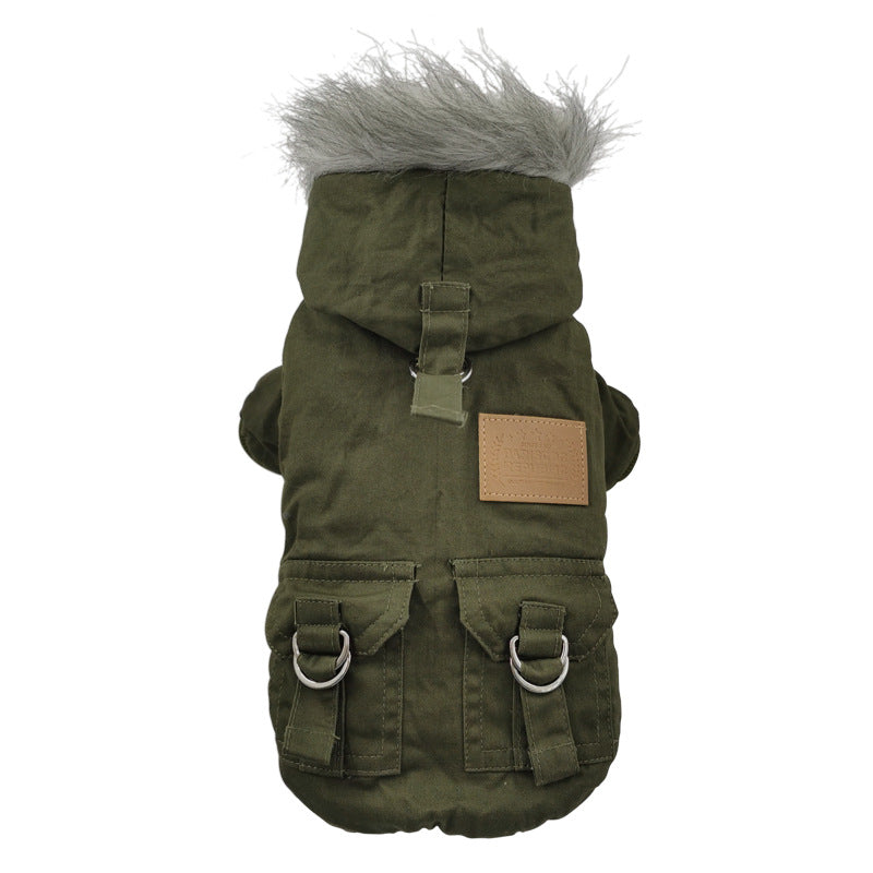 HKM-4581437 Padded Cotton Coat for Small Dogs in Army Green and Khaki