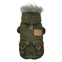 HKM-4581437 Padded Cotton Coat for Small Dogs in Army Green and Khaki