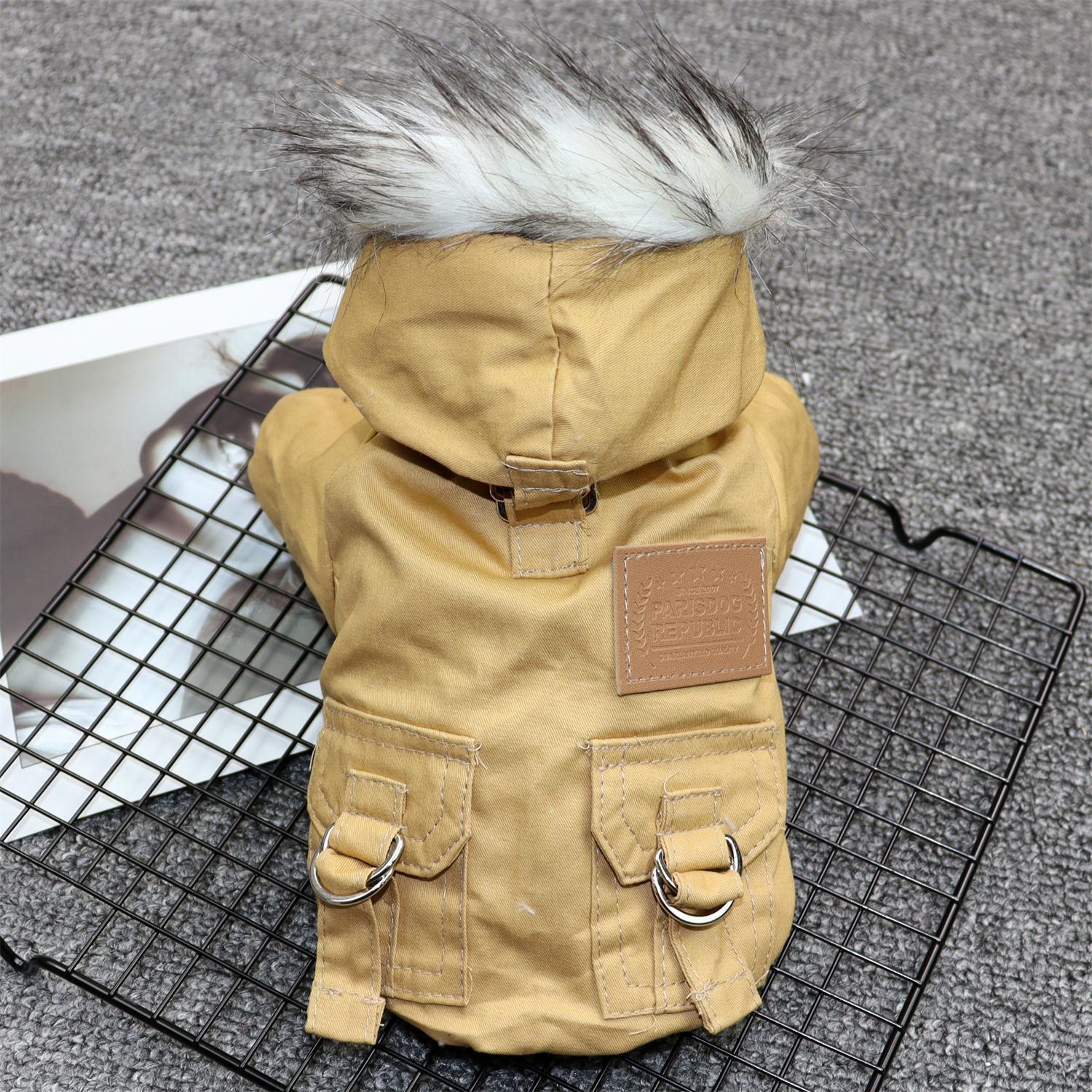 HKM-4581437 Padded Cotton Coat for Small Dogs in Army Green and Khaki