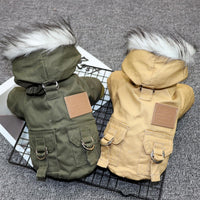 HKM-4581437 Padded Cotton Coat for Small Dogs in Army Green and Khaki
