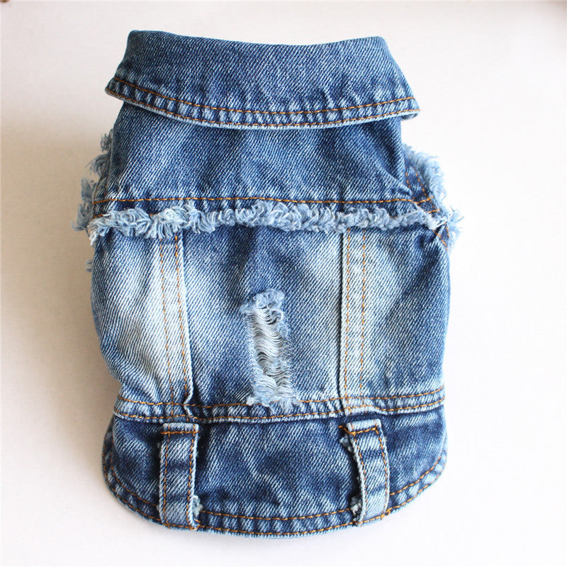HKM-4582589 Casual Ripped Fringe Denim Vest for Pets, Available in Multiple Sizes