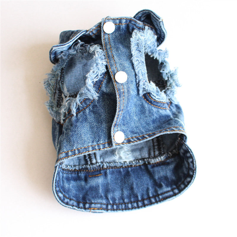 HKM-4582589 Casual Ripped Fringe Denim Vest for Pets, Available in Multiple Sizes