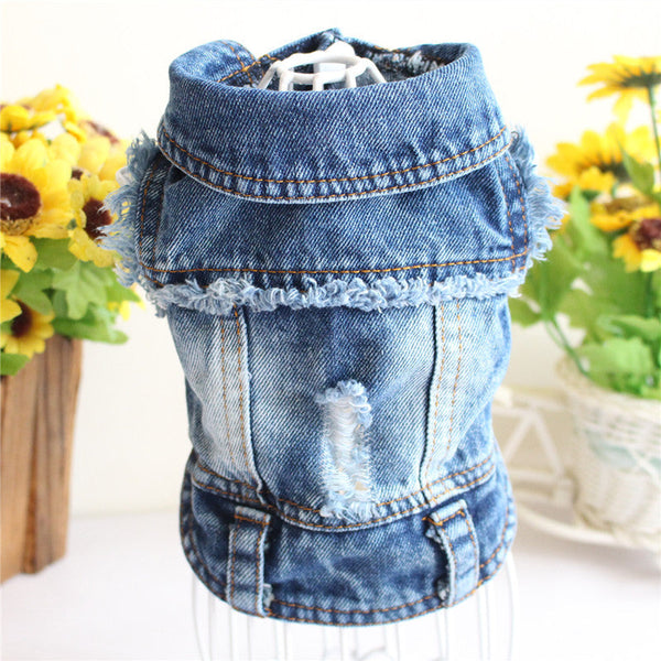 HKM-4582589 Casual Ripped Fringe Denim Vest for Pets, Available in Multiple Sizes