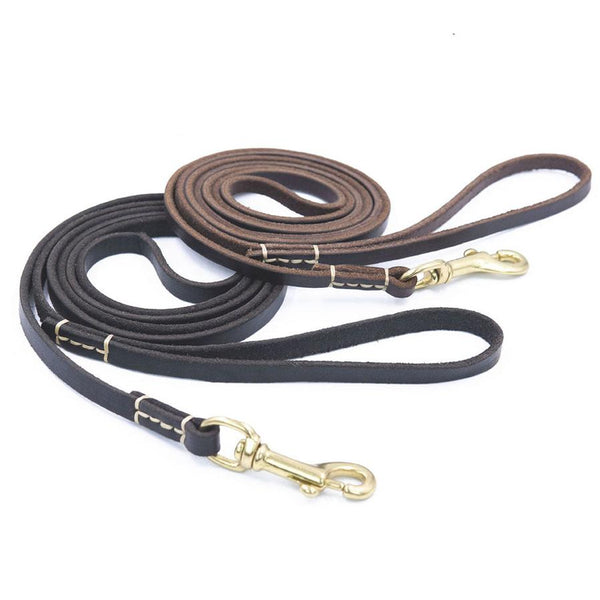 HKM-458259 Handmade Genuine Leather Dog Leash with Durable Copper Hardware for Small and Medium Dogs