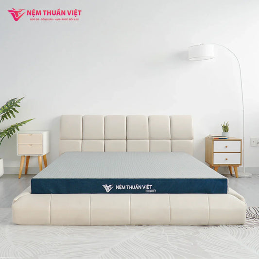 HKM-458259 Luxury Queen Size Memory Foam Mattress with Natural Latex - Titan Grey