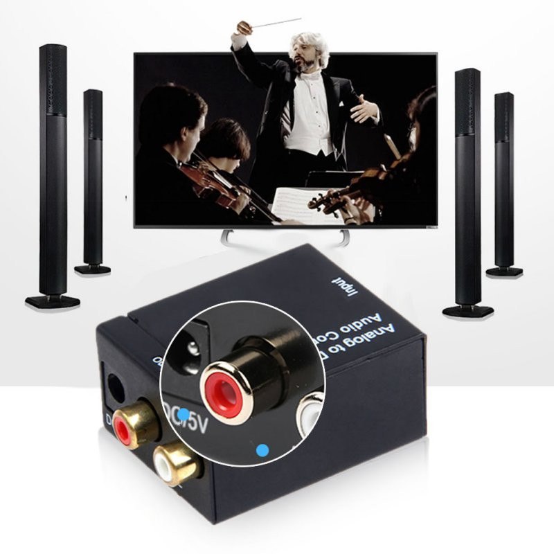 HKM-458387 Digital to Analog Audio Converter for Coaxial and Toslink Signals to RCA Output, Includes Optical Cable and Power Supply