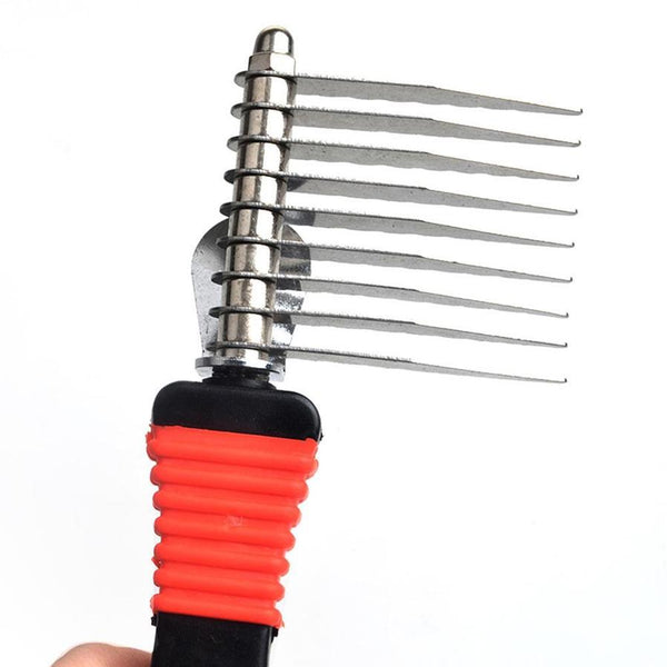 HKM-458451 Stainless Steel Pet Comb for Long-Haired Dogs with TPR Handle