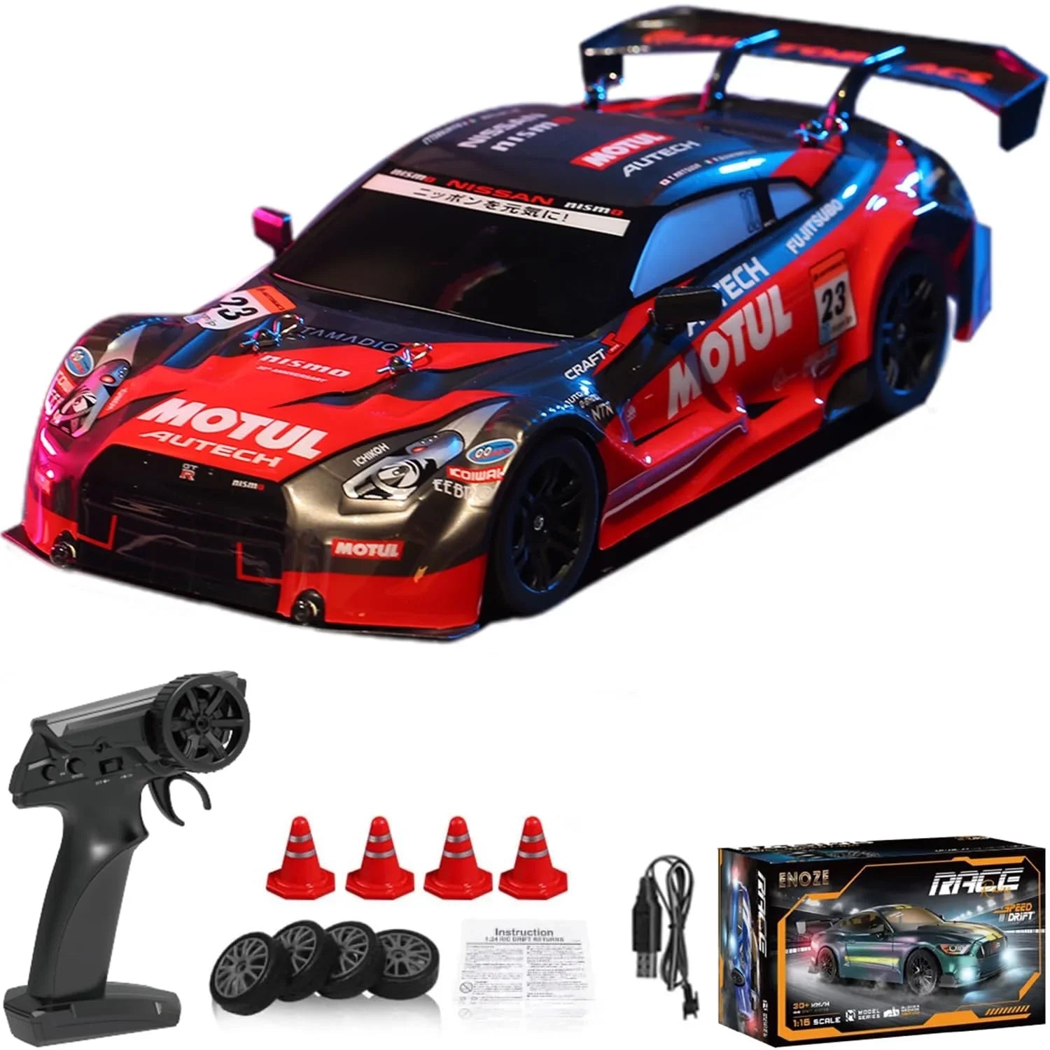 HKM-458515 1:16 RC Drift Car 4WD Electric, Ready-to-Go, 30+ KM/H Speed, Indoor-Outdoor Use