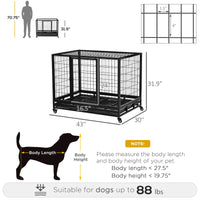 HKM-4586429 Heavy Duty 43" Dog Crate with Removable Tray, Lockable Wheels, Double Doors for Large Dogs