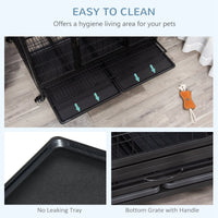 HKM-4586429 Heavy Duty 43" Dog Crate with Removable Tray, Lockable Wheels, Double Doors for Large Dogs