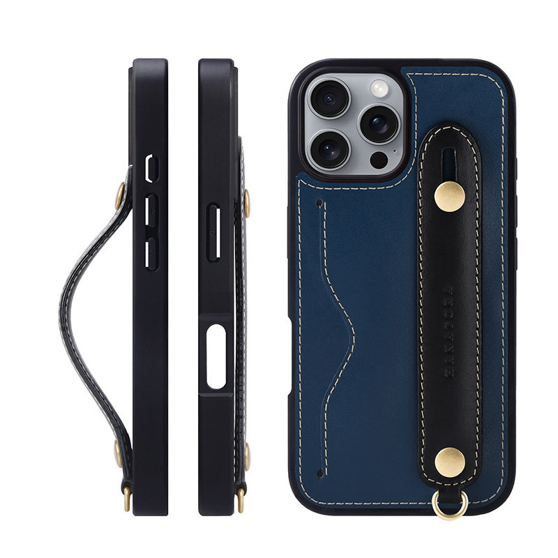 HKM-458643 Cowhide Phone Case Holder with Lanyard for iPhone Models – Stylish & Protective Design