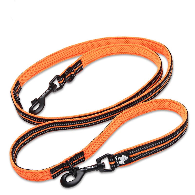 HKM-4586557 Multi-functional Reflective Pet Dog Rope with Dual Handles - Outdoor Polyester Chain