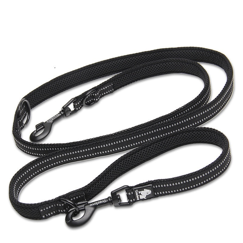 HKM-4586557 Multi-functional Reflective Pet Dog Rope with Dual Handles - Outdoor Polyester Chain