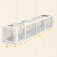 HKM-4586813 Wooden Cat Run with Weather Protection for Indoor and Outdoor Use, 79"L x 15"W x 15"H, White Finish