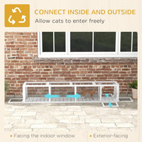 HKM-4586813 Wooden Cat Run with Weather Protection for Indoor and Outdoor Use, 79"L x 15"W x 15"H, White Finish