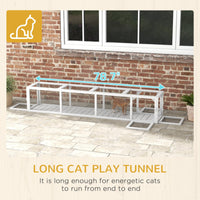 HKM-4586813 Wooden Cat Run with Weather Protection for Indoor and Outdoor Use, 79"L x 15"W x 15"H, White Finish