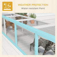 HKM-4586813 Wooden Cat Run with Weather Protection for Indoor and Outdoor Use, 79"L x 15"W x 15"H, White Finish