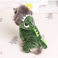 HKM-4586941 Thickened Warm Coral Fleece Dinosaur Dog Jacket for Cold Weather Walks