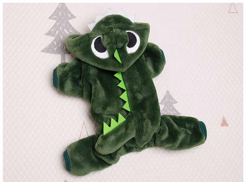 HKM-4586941 Thickened Warm Coral Fleece Dinosaur Dog Jacket for Cold Weather Walks