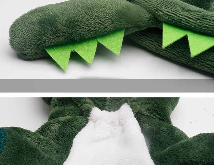 HKM-4586941 Thickened Warm Coral Fleece Dinosaur Dog Jacket for Cold Weather Walks
