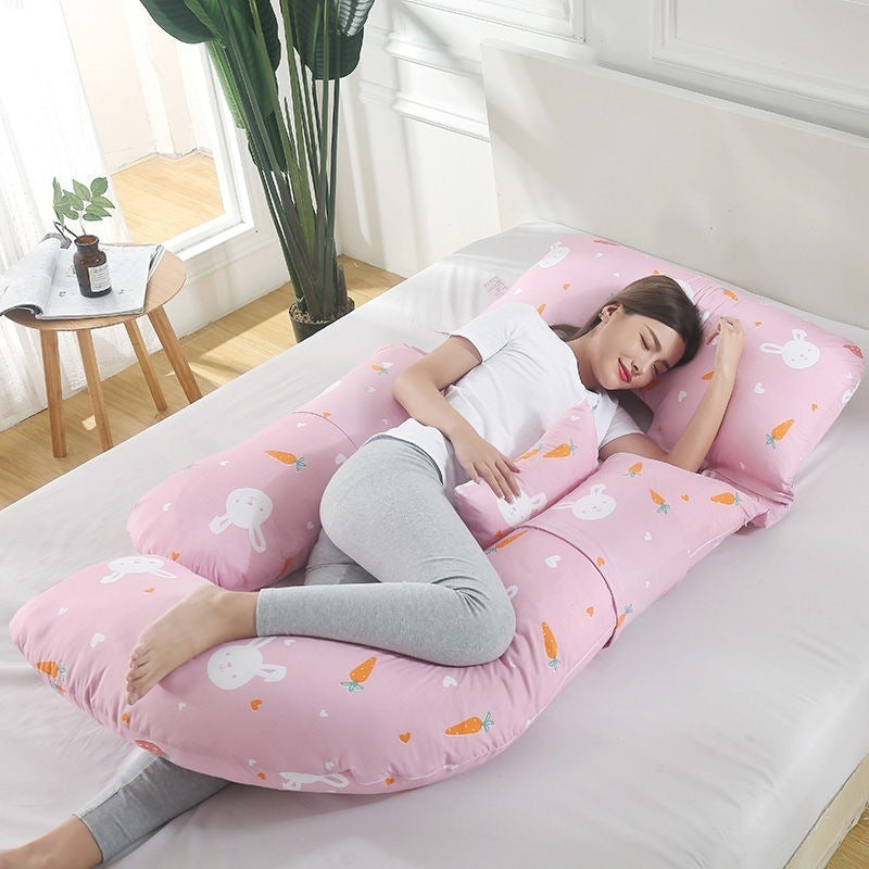HKM-458707 U-Shape Maternity Waist Pillow with Cotton Cover and Detachable Designs for Side Sleepers