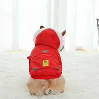 HKM-4587197 Winter Dog Padded Coat in Military Red and Green with Soft Silk-Like Cotton Lining