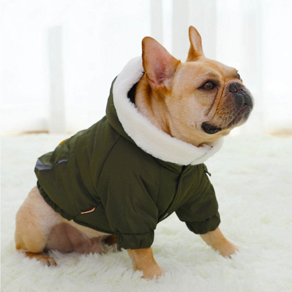 HKM-4587197 Winter Dog Padded Coat in Military Red and Green with Soft Silk-Like Cotton Lining