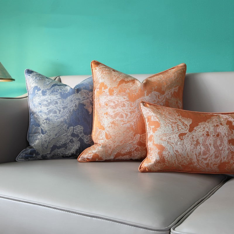 HKM-458771 Chinese Landscape Ink Painting Cushion Pillow Cover - Blue Gray Jacquard - 45cm to 60cm Sizes Available