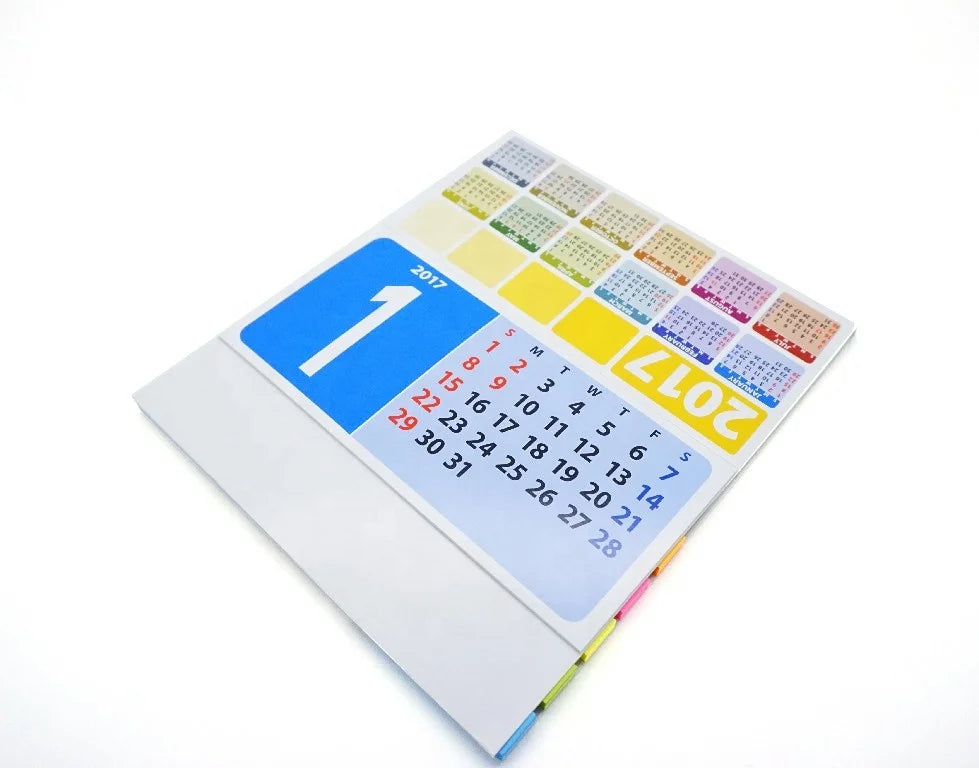 HKM-458835 Desktop Calendar with Sticky Notes and Flags, Soft Cover, 13 Sheets, Varnished Design