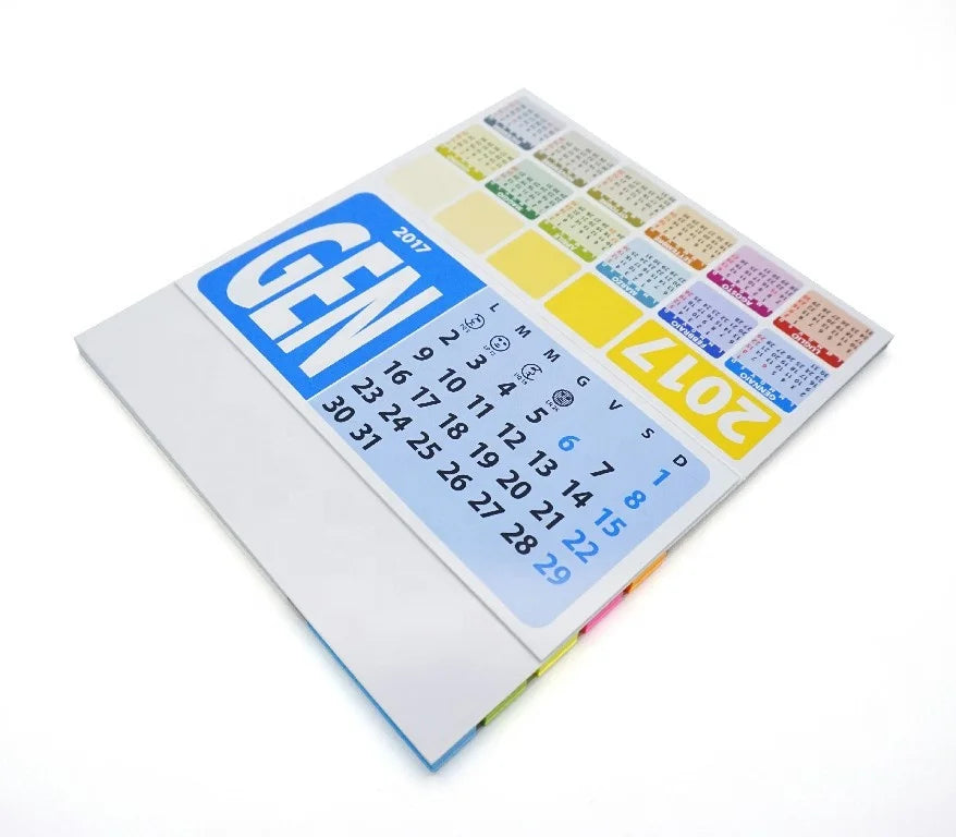HKM-458835 Desktop Calendar with Sticky Notes and Flags, Soft Cover, 13 Sheets, Varnished Design