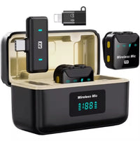 HKM-458899 Wireless Microphone System with Dual Transmitters, Noise Reduction, and LED Display Charging Case