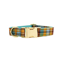 HKM-4590525 Green Plaid Dog Collar and Leash Set in Various Sizes