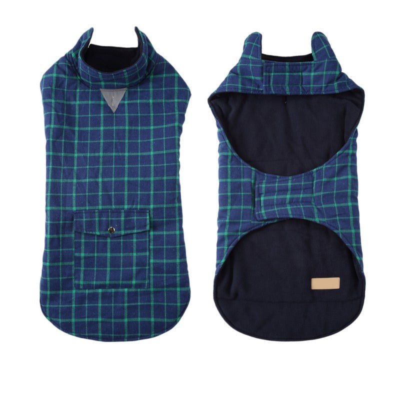 HKM-4590909 Reflective Slim-Fit Winter Vest for Large Dogs in Red and Blue