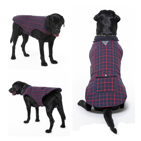 HKM-4590909 Reflective Slim-Fit Winter Vest for Large Dogs in Red and Blue
