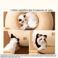 HKM-4592189 Felt Animal-Shaped Cat Nest Bed - Brown Bear, 50cm or 60cm Size Options