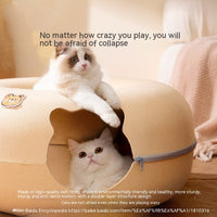 HKM-4592189 Felt Animal-Shaped Cat Nest Bed - Brown Bear, 50cm or 60cm Size Options