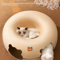 HKM-4592189 Felt Animal-Shaped Cat Nest Bed - Brown Bear, 50cm or 60cm Size Options
