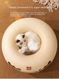 HKM-4592189 Felt Animal-Shaped Cat Nest Bed - Brown Bear, 50cm or 60cm Size Options