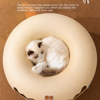 HKM-4592189 Felt Animal-Shaped Cat Nest Bed - Brown Bear, 50cm or 60cm Size Options