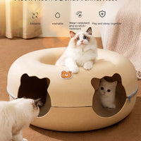 HKM-4592189 Felt Animal-Shaped Cat Nest Bed - Brown Bear, 50cm or 60cm Size Options