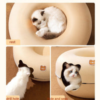 HKM-4592189 Felt Animal-Shaped Cat Nest Bed - Brown Bear, 50cm or 60cm Size Options