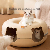 HKM-4592189 Felt Animal-Shaped Cat Nest Bed - Brown Bear, 50cm or 60cm Size Options