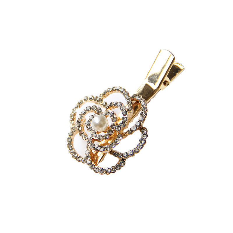 HKM-459283 Elegant Pearl Flower Hairpin for Women - Korean Style Alloy Side Clip Accessory