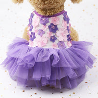 HKM-4593085 Pet Vest with Striped Hanging Mesh Skirt - Available in Pink and Purple Peach Blossom Styles