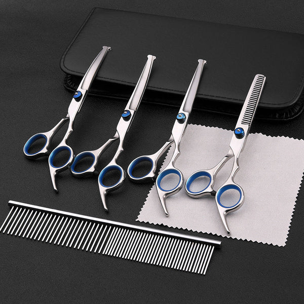 HKM-4594109 6-Inch Professional Stainless Steel Dog Grooming Scissors Set with Leather Bag