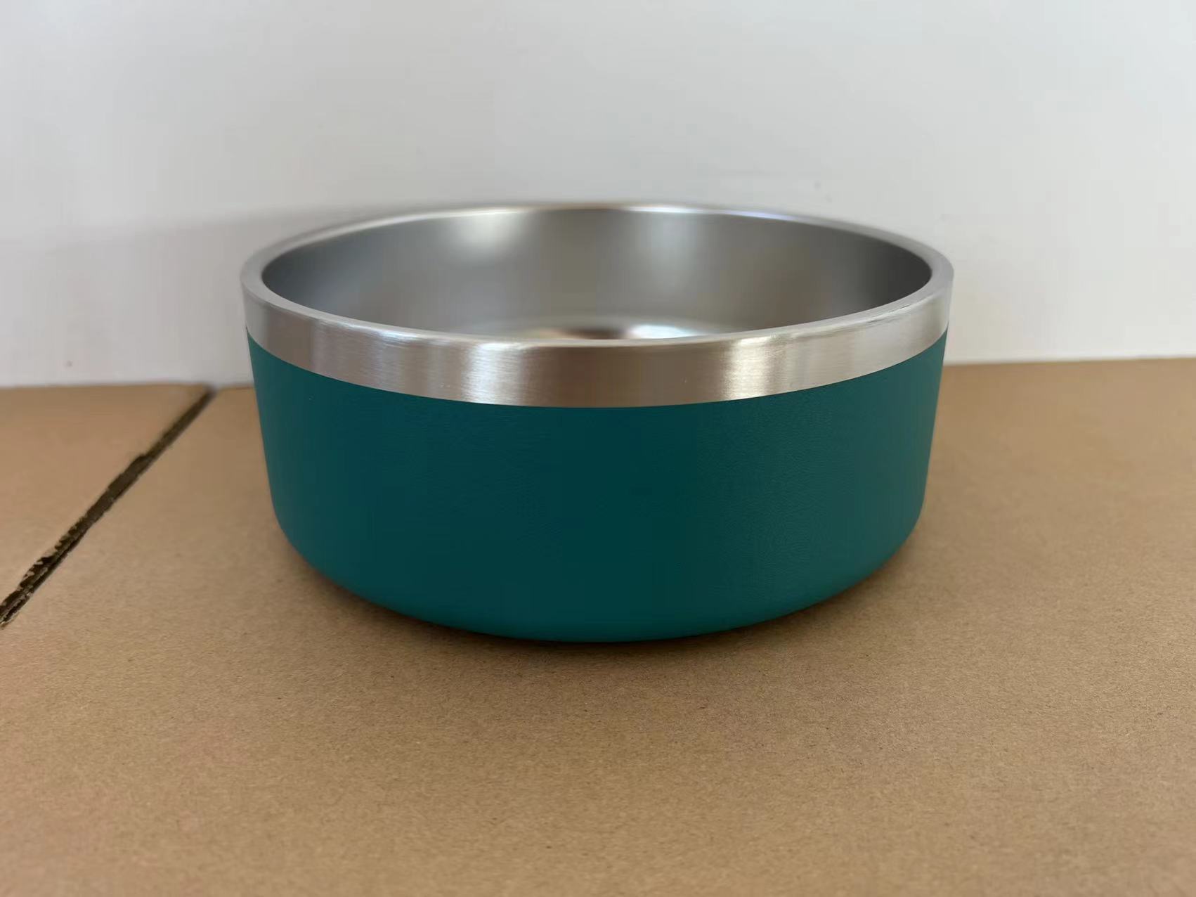 HKM-4594493 304 Stainless Steel Dog Bowl with Silica Gel Pad - Modern Design, 100oz Capacity, 10.5cm Height, 23.5cm Diameter