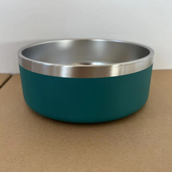 HKM-4594493 304 Stainless Steel Dog Bowl with Silica Gel Pad - Modern Design, 100oz Capacity, 10.5cm Height, 23.5cm Diameter